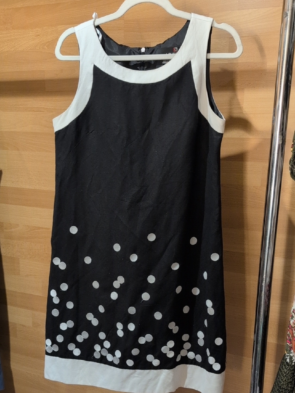 Black and White Polka Dot Sleeveless Mini Dress